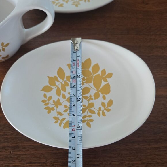 Set of 2 Teavana Gold Winter Leaf Porcelain Cups Saucers 5" - Picture 11 of 14